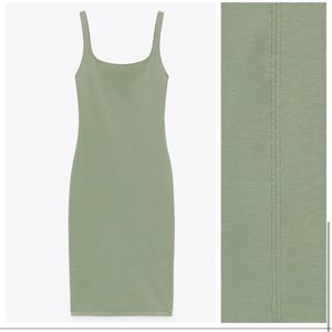 NWT. Zara Green Strappy Midi Dress. Size M